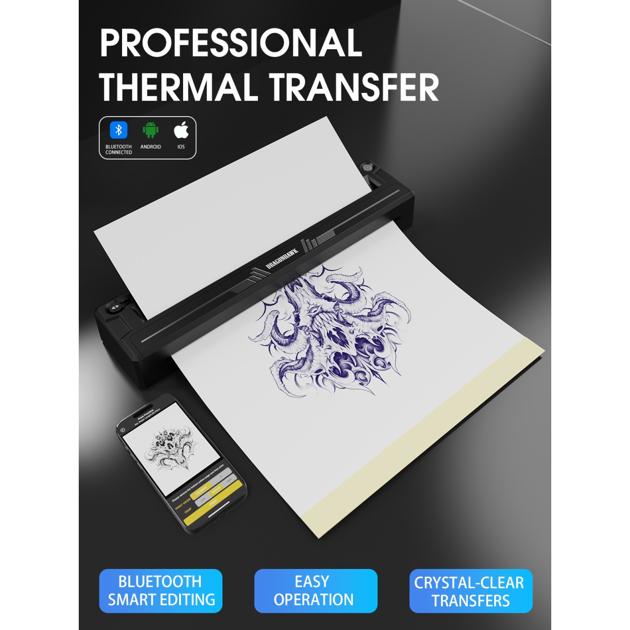 Dragonhawk Thermal Printer - drukarka do wzorów tatuażu