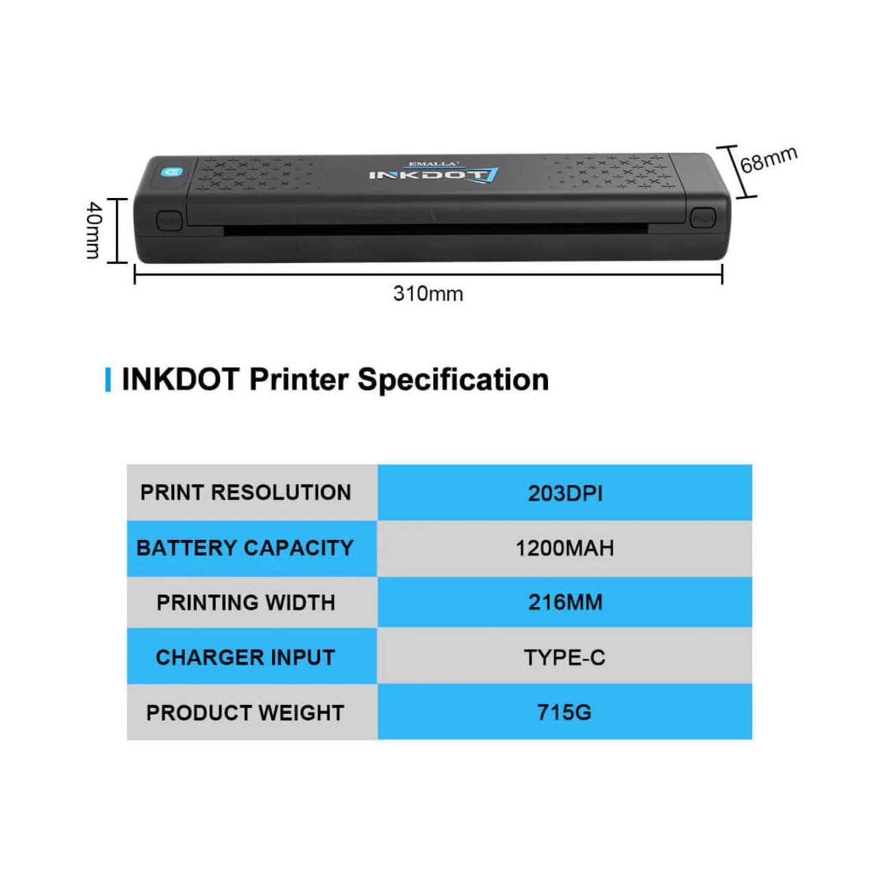 Emalla Inkdot Wireless Thermal Printer - bezprzewodowa drukarka termiczna